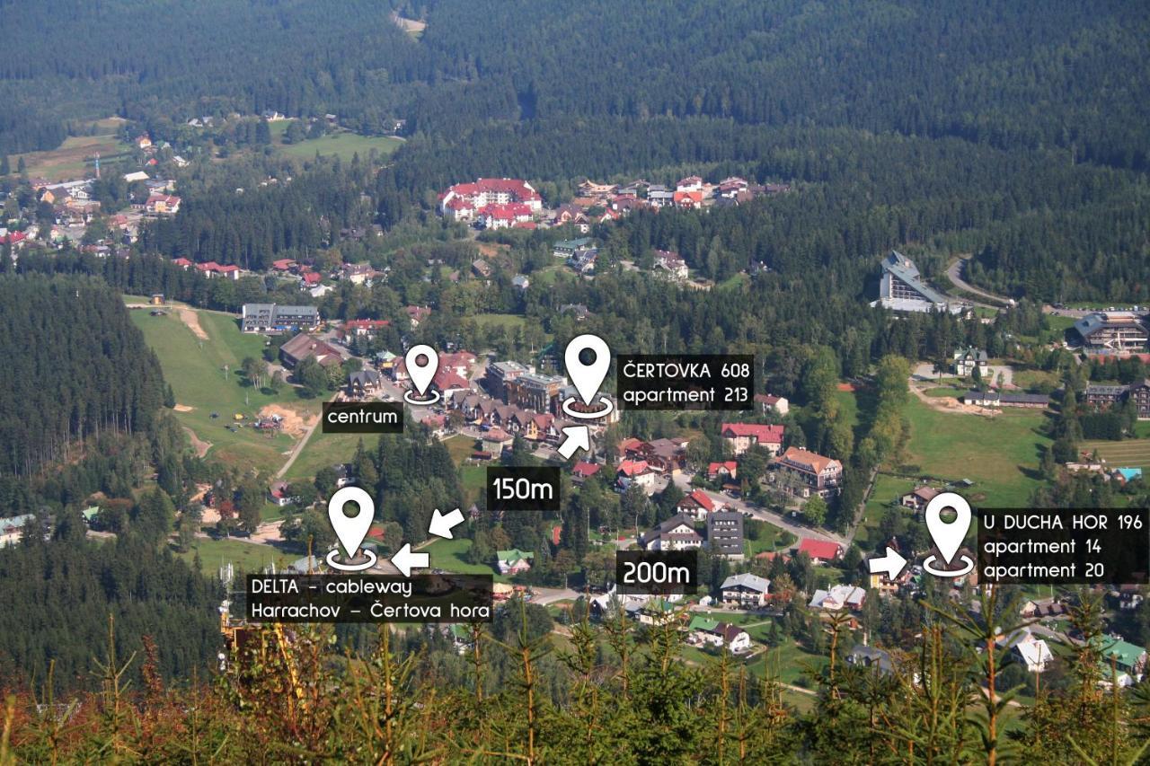 Enjoyharrachov - Atraktivni Slunny Klimatizovany Apartman 14 V Centru Harrachova Se Saunou, Parkovanim, Wifi-Wlan, Sat, Herni Konzoli, Pc S Win 10, Netflix Zdarma A Moznosti Dobijeni Auta S Jedinecnym Vyhledem Na Certovu Horu Se Skokanskymi Mustky Εξωτερικό φωτογραφία